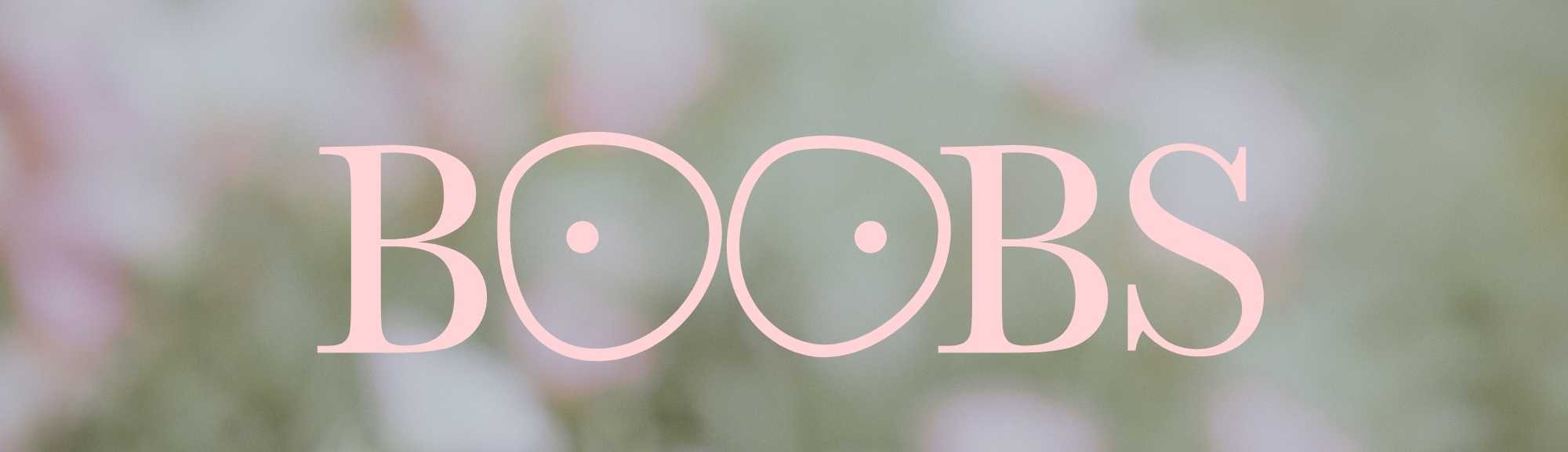 Boobs-valokuvanäytelyn vaaleanpunainen tekstilogo
